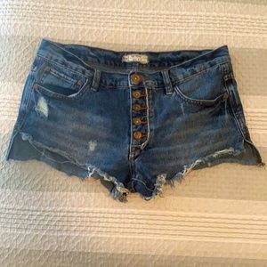 Free people button fly Jean shorts